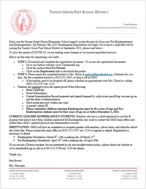 Orientation Letter in English